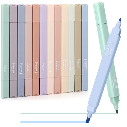 Mkitnvy Dual Tips Textmarker,12PC Ästhetische Textmarker Assorted Farben Pastell Set,No Bleed Dry Fast Easy to Hold,für Journal Bibel Planer Notizen Schule Bürobedarf Mkitnvy Dual Tips Textmarker,12PC Ästhetische Textmarker Assorted Farben Pastell Set,No Bleed Dry Fast Easy to Hold,für Journal Bibel Planer Notizen Schule Bürobedarf von Mkitnvy