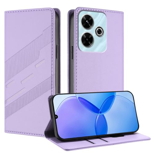Mldjomid Handyhülle für Xiaomi Redmi 13C 4G/Xiao Mi Poco C65/Poco M6 5G PU Lederhülle Hülle Klapphülle mit Magnetisch Kartenfach Ständer Schutzhülle für XiaoMi Poco C65 Flip Case Cover, Hellviolett von Mldjomid