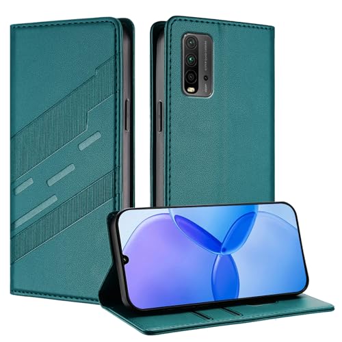 Mldjomid Handyhülle für Xiaomi Redmi 9T/ 9 Power/Poco M3 PU Lederhülle Hülle RedMi 9 Power Klapphülle mit Magnetisch Kartenfach Ständer Schutzhülle für XiaoMi Poco M3 Flip Case Cover, Dunkelgrün von Mldjomid