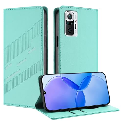 Mldjomid Handyhülle für Xiaomi Redmi Note 10 Pro 4G/ Note 10 Pro Max/Note 10 Pro (India) PU Lederhülle Hülle Klapphülle mit Magnetisch Kartenfach Ständer Schutzhülle Flip Case Cover, Mintgrün von Mldjomid