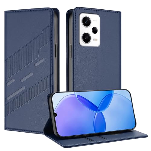 Mldjomid Handyhülle für Xiaomi Redmi Note 12 Explorer/RedMi Note 12 pro+ Plus 5G (India) PU Lederhülle Hülle Klapphülle mit Magnetisch Kartenfach Ständer Schutzhülle Flip Case Cover, Dunkelblau von Mldjomid