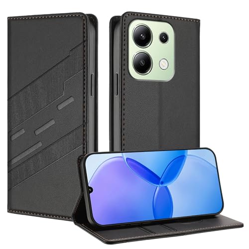 Mldjomid Handyhülle für Xiaomi Redmi Note 13 4G PU Lederhülle Hülle XiaoMi Note13 4g Klapphülle mit Magnetisch Kartenfach Ständer Schutzhülle für RedMi Note 13 4G Flip Phone Case Cover, Schwarz von Mldjomid