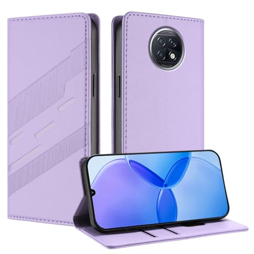 Mldjomid Handyhülle für Xiaomi Redmi Note 9T PU Lederhülle Hülle XiaoMi Note 9T Klapphülle mit Magnetisch Kartenfach Ständer Schutzhülle für RedMi Note9T Flip Phone Case Cover, Hellviolett von Mldjomid