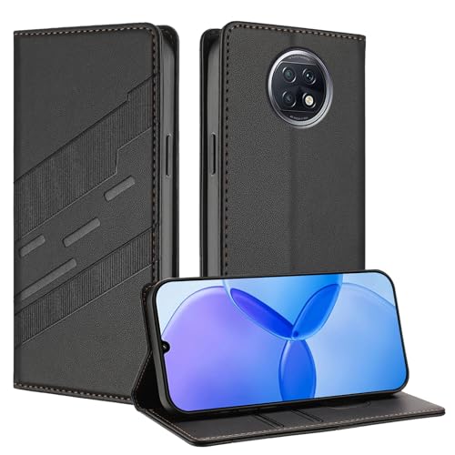 Mldjomid Handyhülle für Xiaomi Redmi Note 9T PU Lederhülle Hülle XiaoMi Note 9T Klapphülle mit Magnetisch Kartenfach Ständer Schutzhülle für RedMi Note9T Flip Phone Case Cover, Schwarz von Mldjomid