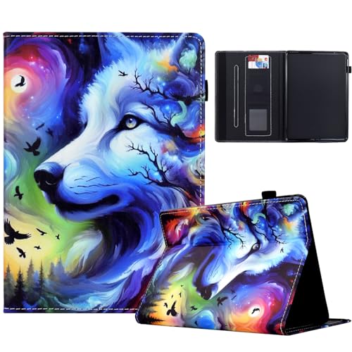 Mldjomid Hülle Kompatibel mit 6" Amazon Kindle (11. Generation) 2022 PU Leder Tablette Schützhülle Multi-Winkel Ständer Flip Cover Case für Kindle 11th Gen 6 Zoll E-Book Reader, Star Wolf von Mldjomid