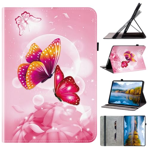 Mldjomid Hülle für Lenovo Idea Tab Pro/ P12 Pro (2. Generation)/ Xiaoxin Pad Pro 12.7" 2025 PU Leder Flip Schutzhülle mit Ständerfunktion Kartenschlitz Stifthalter Tablet Cover (Rosa Schmetterling) von Mldjomid