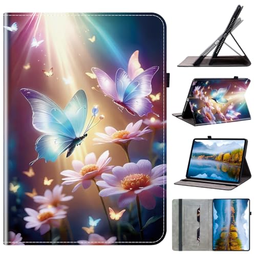 Mldjomid Hülle für Lenovo Tab P11 Pro (2nd Gen) TB-132FU/TB-138FC/ Xiaoxin Pad Pro 2022 11.2 Zoll PU Leder Flip Schutzhülle mit Ständerfunktion Kartenschlitz Tablet Cover (Dielian-Blume) von Mldjomid