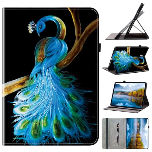 Mldjomid Hülle für Lenovo Tab P11 Pro (2nd Gen) TB-132FU/TB-138FC/ Xiaoxin Pad Pro 2022 11.2 Zoll PU Leder Flip Schutzhülle mit Ständerfunktion Kartenschlitz Tablet Cover (Pfau) von Mldjomid