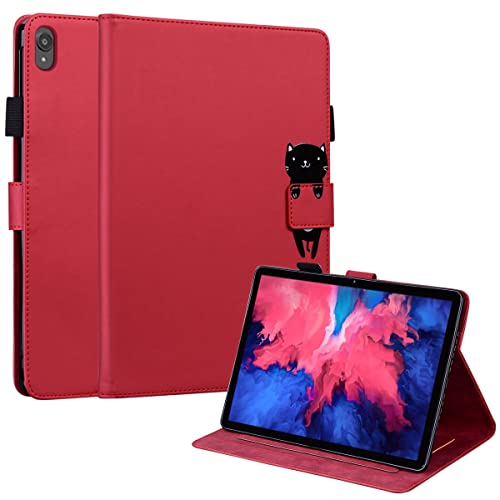Mldjomid Hülle für Lenovo Tab P11 TB-J606F TB-J606X/ Tab P11 Plus 11" TB-J607F PU Leder Flip Tablette Schützhülle Multi-Winkel mit Magnetischer Ständer Case für Lenovo Tab P11/P11 Plus 2021 (Rot) von Mldjomid