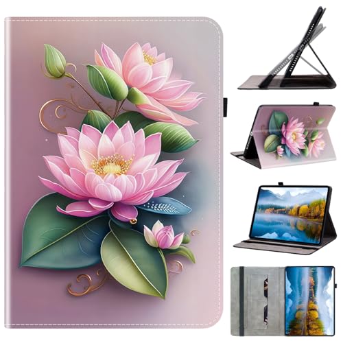 Mldjomid Hülle für Samsung Galaxy Tab A 9.7 Zoll SM-T550/T555/P550/P555 (2015) PU Leder Flip Tablet Schutzhülle mit Stifthalter Kartenschlitz Ständer Cover für Galaxy Tab A 9.7(Lotus) von Mldjomid
