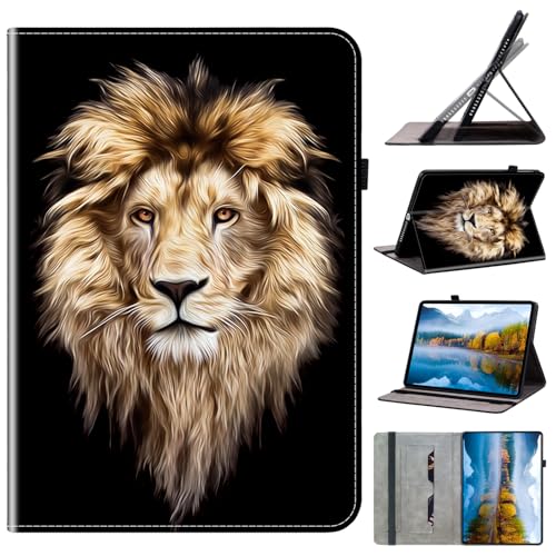 Mldjomid Hülle für Samsung Galaxy Tab A9 8.7 Zoll SM-X110/SM-X115 2023 PU Leder Flip Tablet Schutzhülle mit Stifthalter Kartenschlitz Ständer Cover Case für Galaxy Tab A9 8.7" (Löwenkopf) von Mldjomid