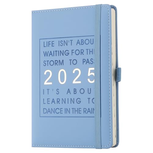 Mljtoyo A4-Tagebuch-Planer 2025, Tag pro Seite, Produktivitäts-Tagesplaner von Januar 2025 bis Dezember 2025, Organizer, Wochen- und Monatsplaner mit Stifthalter, Gummibandverschluss (Himmelblau, A4) von Mljtoyo