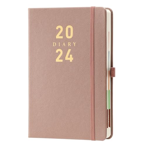 Mljtoyo Terminplaner 2024, A5, Tagesplaner, 2024 Seite pro Tag, Hardcover, Stifthalter, (A5, Rosa) von Mljtoyo