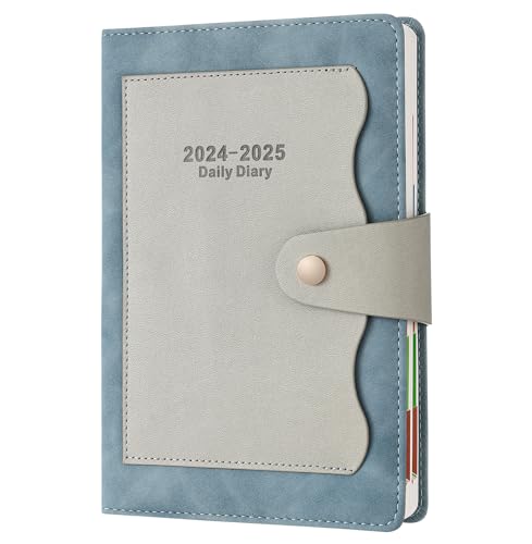 Terminplaner 2024 2025, Seite pro Tag, Hardcover-Organizer, Juli 2024 bis 2205, Tagesplaner, Tagebuch, Mitteljahresplaner, Wochenplaner, Monatsplaner 24/25, mit Innentasche, Lesezeichen (blau) von Mljtoyo