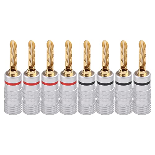 Mllepjdh 8 Stück Vergoldetes Kupfer BFA 4 Mm Bananenstecker Adapterkabel Lautsprecheranschlüsse Staubschutzkappe Schutz Sicherheitsstecker Adapter Buchse Koaxialkabel Lötzinn Schottplatte O Press von Mllepjdh