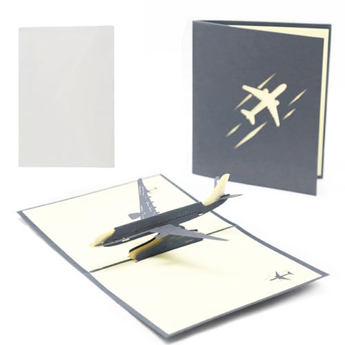 Mmgoqqt Pop-Up Karte Flugzeug Geburtstagskarten, 3D Gutscheinkarte für Flug, Reise Geschenk, Geburtstagskarte als Reisegutschein, Geldgeschenk für Reisekasse oder Urlaubsgeld von Mmgoqqt