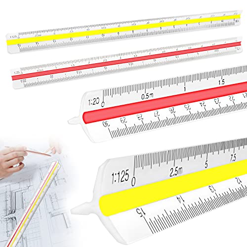 GZkedu 2 Stück Maßstab Lineal 30 cm Dreikantlineal Metrische Skalen 1:20 1:25 1:50 1:75 1:100 1:125/1:100 1:200 1:250 1:300 1:400 1:500 Dreikantmaßstab, für Ingenieure Architekten Studierende von Mnixy