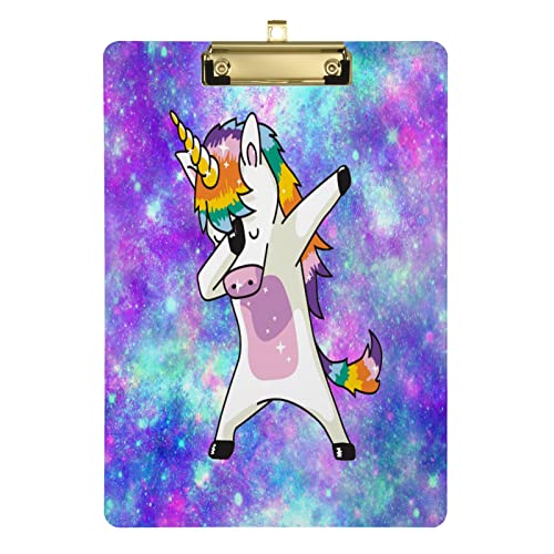 Galaxy Clipboard A4 Klemmbretter und Formulare Halter für Büro, Schule, Studenten und Kinder, silberfarben, 30,5 x 22,9 cm, Galaxy Dabing Einhorn, CB0E20 von Mnrsuu