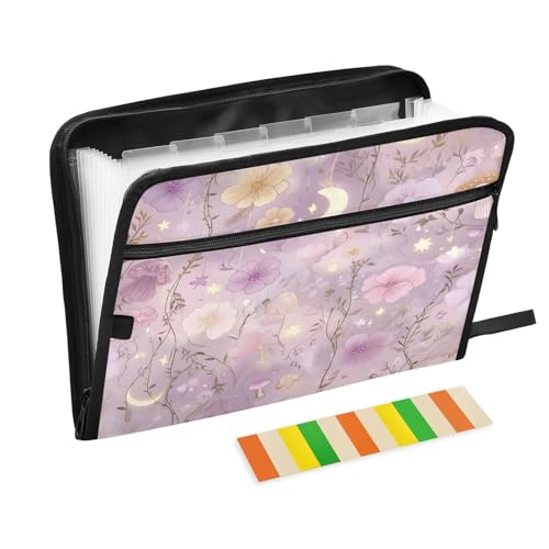 Aktenordner mit 13 Fächern, elegantes violettes Blumenmuster, Fächermappe mit Vordertasche, tragbare Business-Aktenaufbewahrung, Dokumenten-Organizer, Ordner mit Reißverschluss Aktenordner mit 13 Fächern, elegantes violettes Blumenmuster, Fächermappe mit Vordertasche, tragbare Business-Aktenaufbewahrung, Dokumenten-Organizer, Ordner mit Reißverschluss von Mnsruu