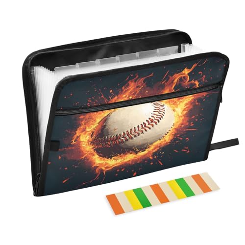 Baseball Magma Flame Fächermappe mit 13 Fächern, Fächermappe mit Fronttasche, tragbare Business-Aktenaufbewahrung, Dokumenten-Organizer, Ordner mit Reißverschluss Baseball Magma Flame Fächermappe mit 13 Fächern, Fächermappe mit Fronttasche, tragbare Business-Aktenaufbewahrung, Dokumenten-Organizer, Ordner mit Reißverschluss von Mnsruu