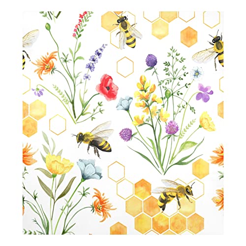 DUWER59 Magnetische Geschirrspüler-Abdeckung, dekorative Kühlschranktür, 58,4 x 66 cm, Wildblumen und Bienen, von Mnsruu