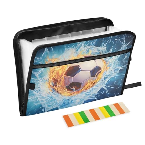 Dokumenten-Organizer mit 13 Fächern, Motiv: Wasser- und Feuer-Fußball, erweiterbarer Aktenordner mit Fronttasche, tragbare Business-Dateiaufbewahrung, Dokumenten-Organizer, Ordner mit Reißverschluss Dokumenten-Organizer mit 13 Fächern, Motiv: Wasser- und Feuer-Fußball, erweiterbarer Aktenordner mit Fronttasche, tragbare Business-Dateiaufbewahrung, Dokumenten-Organizer, Ordner mit Reißverschluss von Mnsruu