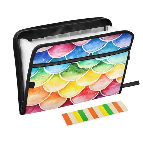 Dokumenten-Organizer mit Aquarellskalen-Muster, 13 Fächer, erweiterbarer Aktenordner mit Fronttasche, tragbare Business-Aktenaufbewahrung, Dokumenten-Organizer, Ordner mit Reißverschluss Dokumenten-Organizer mit Aquarellskalen-Muster, 13 Fächer, erweiterbarer Aktenordner mit Fronttasche, tragbare Business-Aktenaufbewahrung, Dokumenten-Organizer, Ordner mit Reißverschluss von Mnsruu