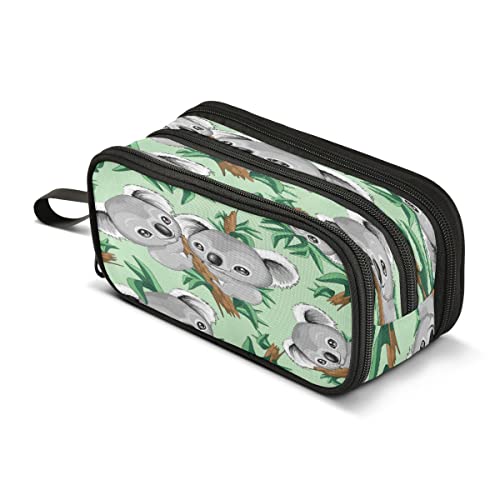Koala Süß auf Grün Große Federtasche 3 Fächer Stifttasche Beutel Halter Box für College Schule Tragbare Schreibwaren Aufbewahrungstasche für Mädchen Jungen Koala Süß auf Grün Große Federtasche 3 Fächer Stifttasche Beutel Halter Box für College Schule Tragbare Schreibwaren Aufbewahrungstasche für Mädchen Jungen von Mnsruu