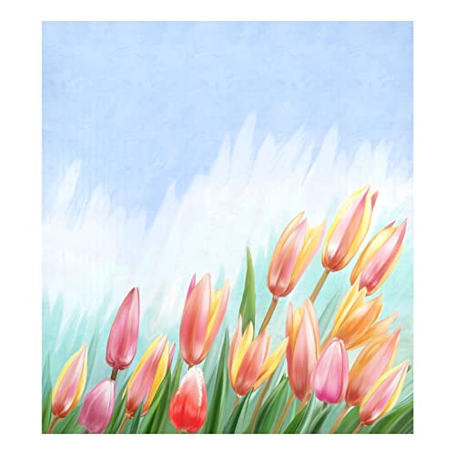 Magnetische Geschirrspüler-Abdeckung, dekorative Kühlschranktür, 58,4 x 66 cm, Frühlingsrosa Tulpenblumen von Mnsruu