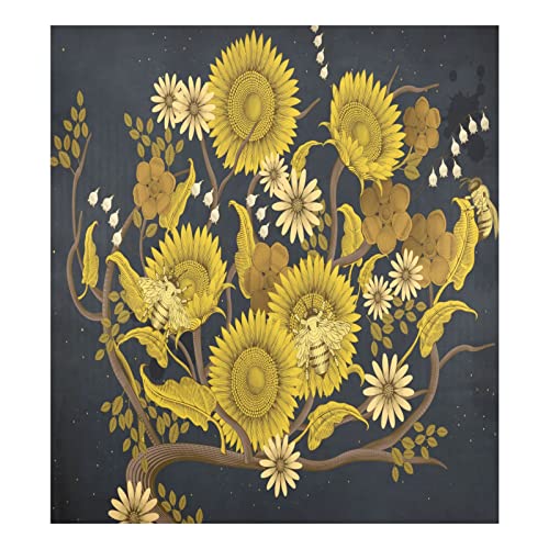 Magnetische Geschirrspüler-Abdeckung, dekorative Kühlschranktür, 58,4 x 66 cm, goldene Bienen-Sonnenblume, DUWER95 von Mnsruu