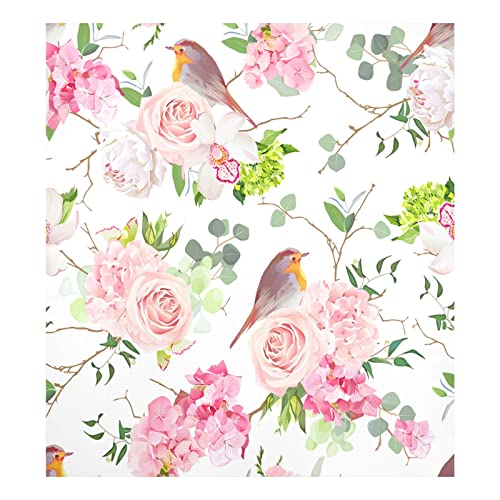 Magnetische Geschirrspüler-Abdeckung, dekorative Kühlschranktür, 58,4 x 66 cm, rosa Rosen und Vogel, DUWER43 von Mnsruu