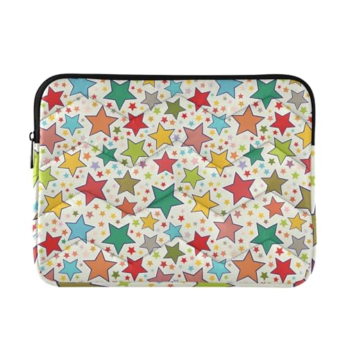 Mnsruu Bunte Sternen-Laptophülle, wasserdichte Laptoptasche für 33-40,6 cm (13-16 Zoll) Notebook-Computer, Tablet, Reißverschluss, Aktentasche, Tragetasche/Tasche von Mnsruu