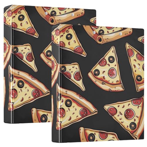 Mnsruu Funny Slice of The Pizza 3-Ringbücher mit 3 transparenten Innenfächern, Klemmbrett, vielseitige Ordner, 200 Blatt, für Büro, Zuhause, Schule, 2 Stück von Mnsruu