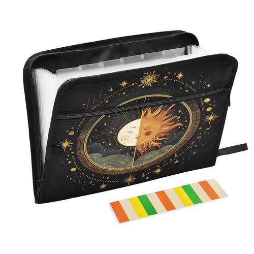 Moon Sun Face Fächermappe mit 13 Fächern, Fächermappe mit Vordertasche, tragbare Business-Dateiaufbewahrung, Dokumenten-Organizer, Ordner mit Reißverschluss Moon Sun Face Fächermappe mit 13 Fächern, Fächermappe mit Vordertasche, tragbare Business-Dateiaufbewahrung, Dokumenten-Organizer, Ordner mit Reißverschluss von Mnsruu