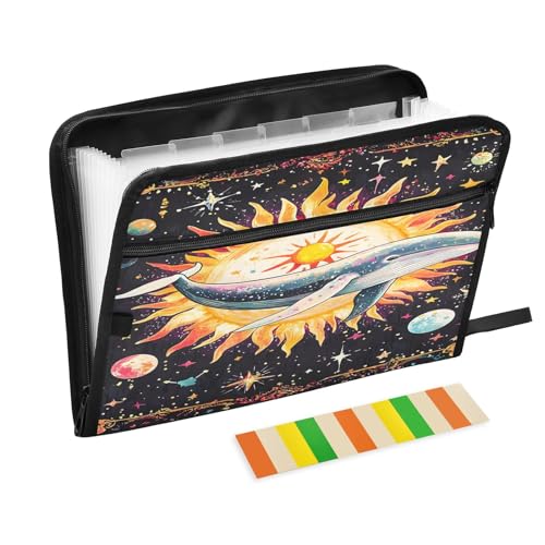 Sun Whale Planet Fächermappe mit 13 Fächern, Fächermappe mit Vordertasche, tragbare Business-Aktenaufbewahrung, Dokumenten-Organizer, Ordner mit Reißverschluss Sun Whale Planet Fächermappe mit 13 Fächern, Fächermappe mit Vordertasche, tragbare Business-Aktenaufbewahrung, Dokumenten-Organizer, Ordner mit Reißverschluss von Mnsruu