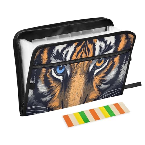 Tigeraugen mit verschiedenen Schülern, 13 Fächern, Fächermappe mit Vordertasche, tragbare Business-Aktenaufbewahrung, Dokumenten-Organizer, Ordner mit Reißverschluss Tigeraugen mit verschiedenen Schülern, 13 Fächern, Fächermappe mit Vordertasche, tragbare Business-Aktenaufbewahrung, Dokumenten-Organizer, Ordner mit Reißverschluss von Mnsruu