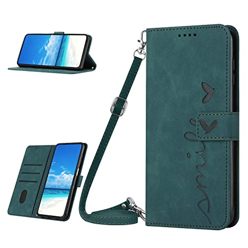 Mo-Somnus Hülle für iPhone 14/13 (6,1 Zoll), PU Leder Crossbody Handyhülle mit [Kartenfach] [Magnet] [Standfunktion] [Umhängeband] Handyhülle Kompatibel mit iPhone 13 (Grün) von Mo-Somnus