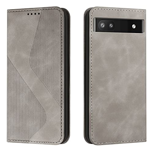 Mo-Somnus Kompatibel mit Google Pixel 7A Hülle, Schutzhülle Google Pixel 7A, Magnet PU Leder Tasche Handyhülle Google Pixel 7A, Klappbar Google Pixel 7A Brieftasche Klapphülle (Grau) von Mo-Somnus