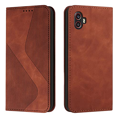 Mo-Somnus Kompatibel mit Samsung Galaxy Xcover 6 Pro Hülle, Schutzhülle Samsung Xcover 6 Pro, Magnet PU Leder Tasche Handyhülle Samsung Xcover 6 Pro, Klappbar Samsung Xcover 6 Pro Klapphülle (Braun) von Mo-Somnus