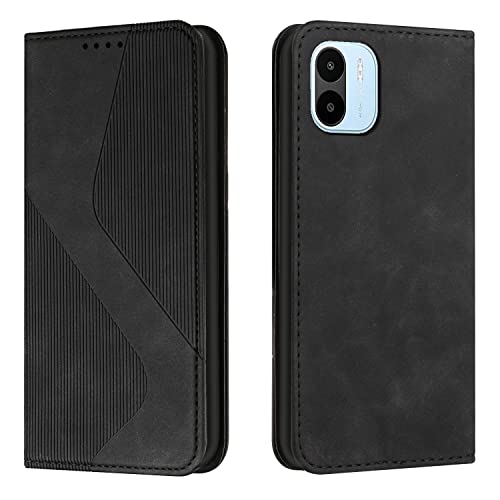Mo-Somnus Kompatibel mit Xiaomi Redmi A1 Hülle, Schutzhülle Xiaomi Redmi A1, Magnet PU Leder Tasche Handyhülle Xiaomi Redmi A1, Klappbar Xiaomi Redmi A1 Brieftasche Klapphülle (Schwarz) von Mo-Somnus