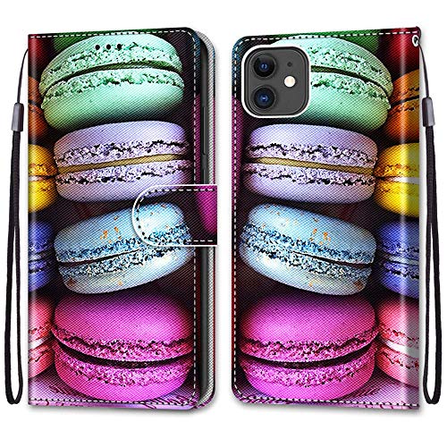 Mo-Somnus Kompatibel mit iPhone 11 Hülle (6,1 Zoll), Leder Handyhülle mit Kartenfach PU Ledertasche TPU Bumper Wallet Flip Brieftasche Magnetische Schutzhülle Case Etui (Macarons) von Mo-Somnus