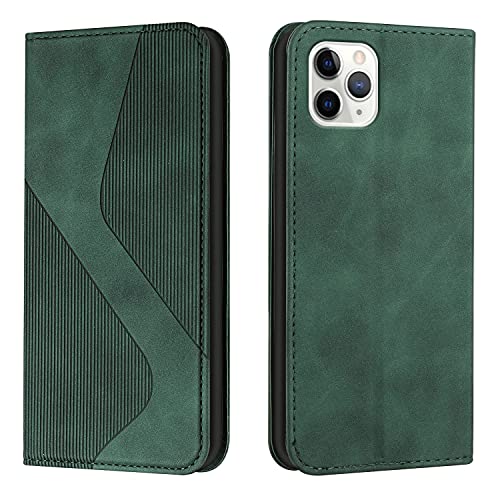 Mo-Somnus Kompatibel mit iPhone 11 Pro Max Hülle, Magnet PU Leder Flip Wallet Case Tasche Handyhülle, Stoßfeste Klappbar iPhone 11 Pro Max (6,5 Zoll) Brieftasche Klapphülle mit [Kartenfächer] (Grün) von Mo-Somnus