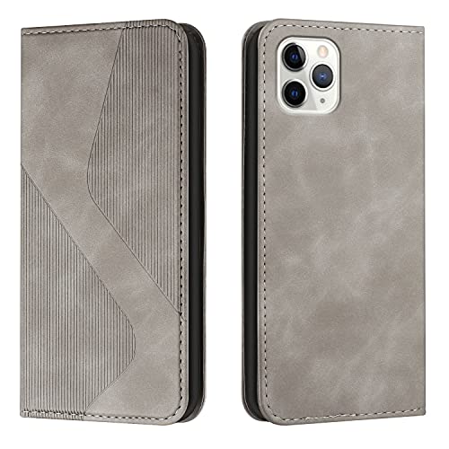 Mo-Somnus Kompatibel mit iPhone 11 Pro Max Hülle, Magnet PU Leder Flip Wallet Case Tasche Handyhülle, Stoßfeste Klappbar iPhone 11 Pro Max (6,5 Zoll) Brieftasche Klapphülle mit [Kartenfächer] (Grau) von Mo-Somnus