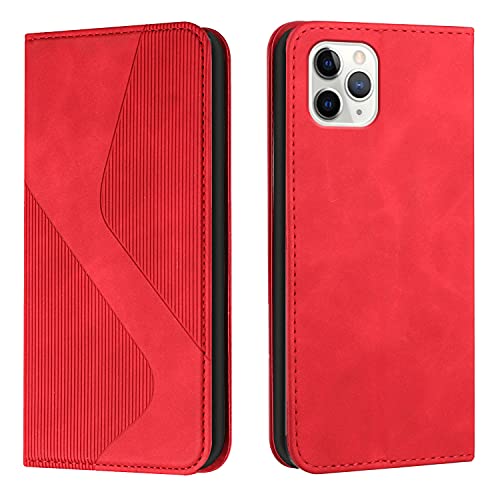 Mo-Somnus Kompatibel mit iPhone 11 Pro Max Hülle, Magnet PU Leder Flip Wallet Case Tasche Handyhülle, Stoßfeste Klappbar iPhone 11 Pro Max (6,5 Zoll) Brieftasche Klapphülle mit [Kartenfächer] (Rot) von Mo-Somnus