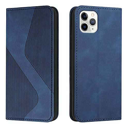 Mo-Somnus Kompatibel mit iPhone 11 Pro Max Hülle, Magnet PU Leder Flip Wallet Case Tasche Handyhülle, Stoßfeste Klappbar iPhone 11 Pro Max (6,5 Zoll) Brieftasche Klapphülle mit [Kartenfächer] (Blau) von Mo-Somnus