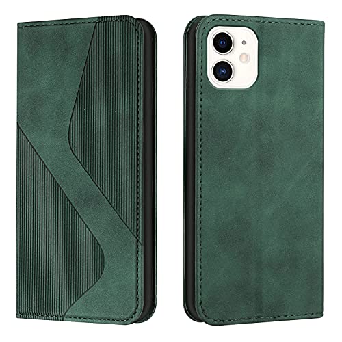 Mo-Somnus Kompatibel mit iPhone 12 Mini Hülle, Magnet PU Leder Flip Wallet Case Tasche Handyhülle, Stoßfeste Schutzhülle iPhone 12 Mini (5,4 Zoll) Brieftasche Klapphülle mit [Kartenfächer] (Grün) von Mo-Somnus