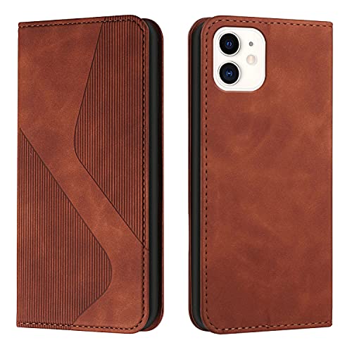 Mo-Somnus Kompatibel mit iPhone 13 Hülle, Schutzhülle iPhone 13, Magnet PU Leder Flip Wallet Case Tasche Handyhülle, Klappbar iPhone 13 (6,1 Zoll) Brieftasche Klapphülle mit [Kartenfächer] (Braun) von Mo-Somnus