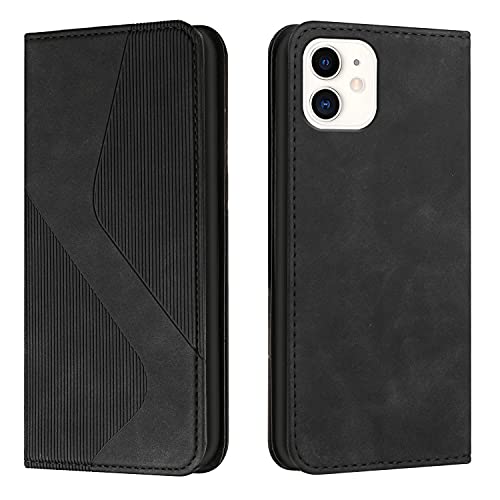Mo-Somnus Kompatibel mit iPhone 13 Hülle, Schutzhülle iPhone 13, Magnet PU Leder Flip Wallet Case Tasche Handyhülle, Klappbar iPhone 13 (6,1 Zoll) Brieftasche Klapphülle mit [Kartenfächer] (Schwarz) von Mo-Somnus