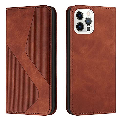 Mo-Somnus Kompatibel mit iPhone 13 Pro Max Hülle, Magnet PU Leder Flip Wallet Case Tasche Handyhülle, Stoßfeste Klappbar iPhone 13 Pro Max (6,7 Zoll) Brieftasche Klapphülle mit [Kartenfächer] (Braun) von Mo-Somnus