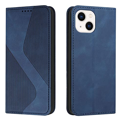 Mo-Somnus Kompatibel mit iPhone 14 (6,1 Zoll) Hülle, Magnet PU Leder Flip Wallet Case Tasche Handyhülle, Stoßfeste Klappbar Brieftasche Klapphülle mit [Kartenfächer] (Blau) von Mo-Somnus